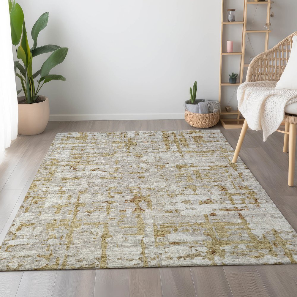 Premium Machine Washable Mayfield  Caramel 10' x 14' Rug. Picture 5