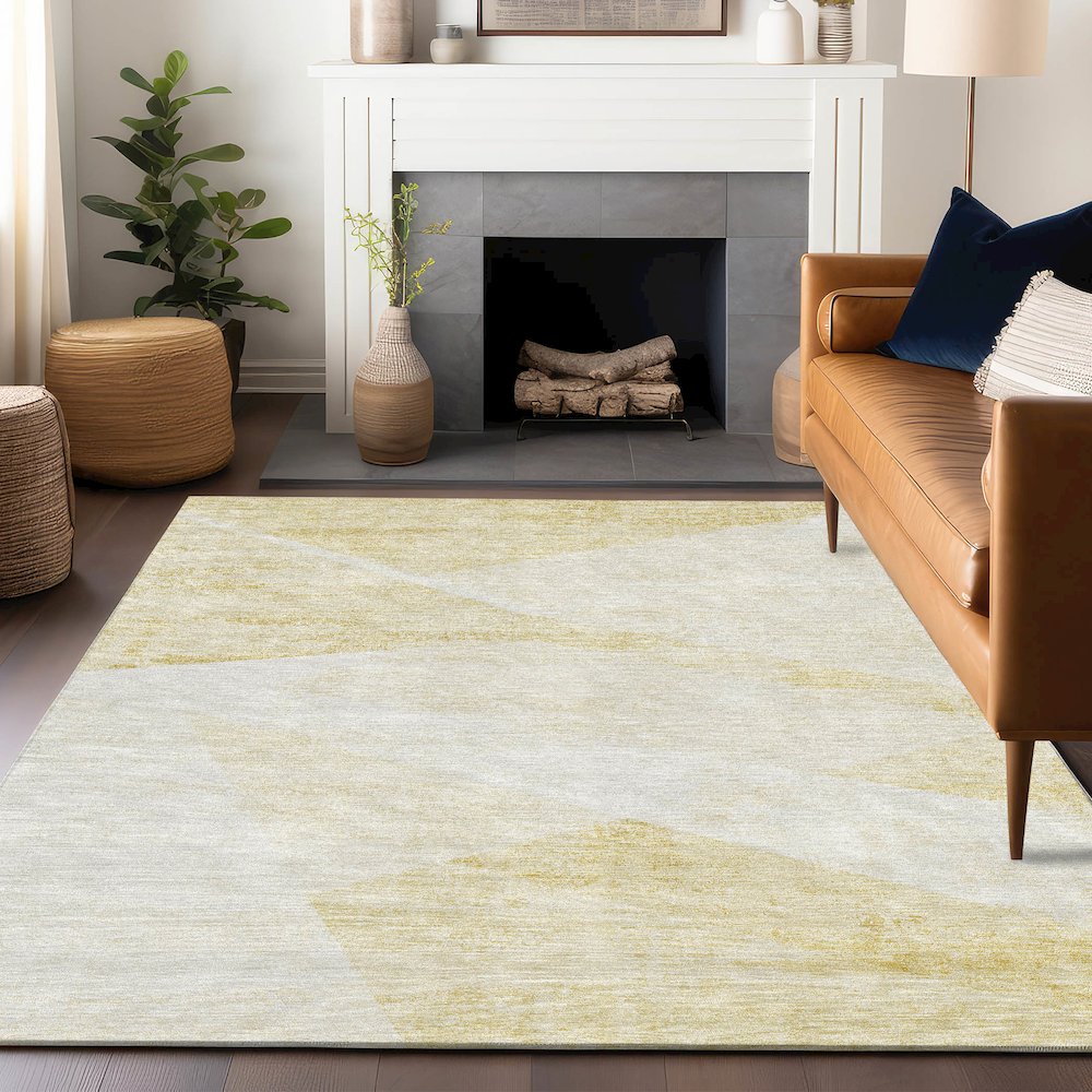 Premium Machine Washable Mayfield AMF770 Gold 10' x 14' Rug. Picture 6