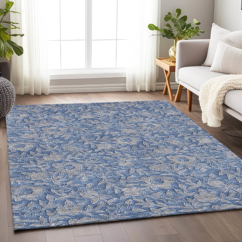 Premium Machine Washable Mayfield AMF771 Denim 10' x 14' Rug. Picture 6