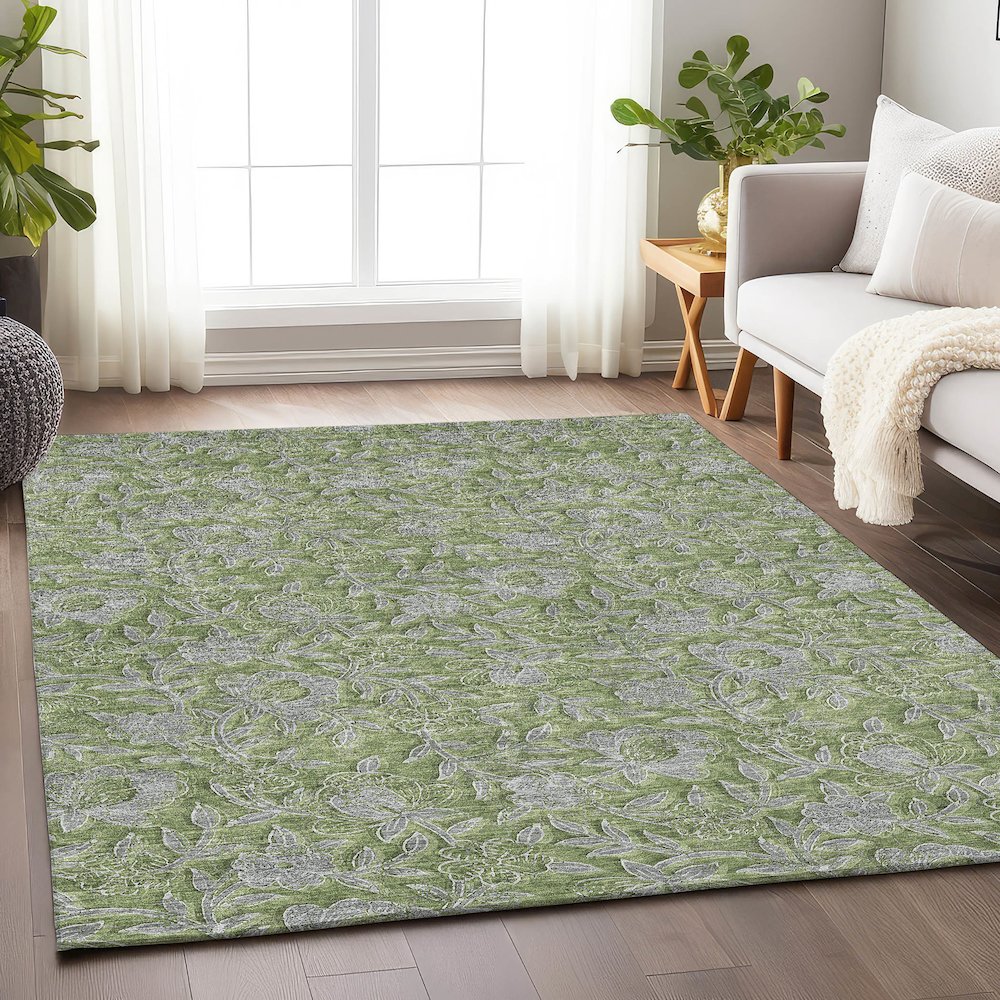 Premium Machine Washable Mayfield AMF771 Olive 10' x 14' Rug. Picture 6
