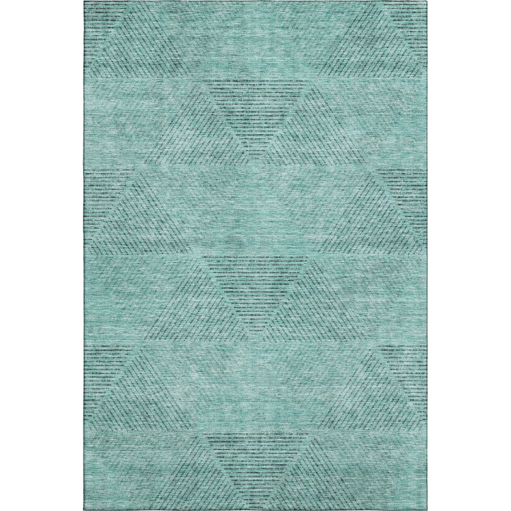 Premium Machine Washable Mayfield AMF777 Teal 10' x 14' Rug. Picture 1