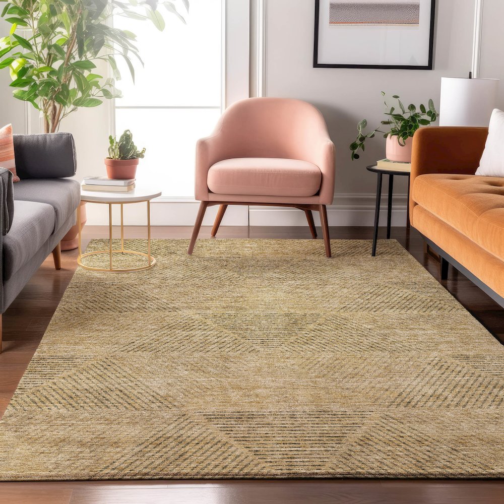 Premium Machine Washable Mayfield AMF777 Wheat 10' x 14' Rug. Picture 5