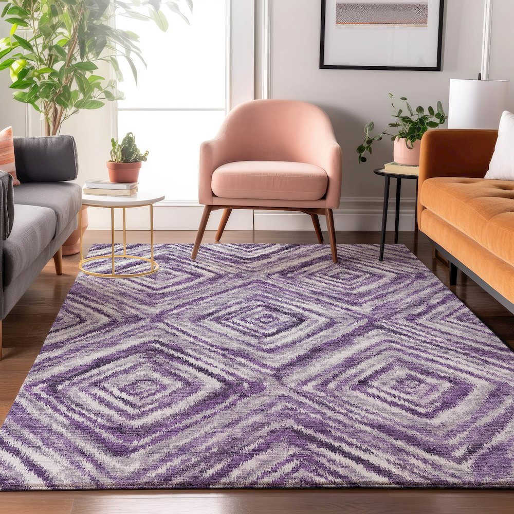 Premium Machine Washable Mayfield AMF781 Purple 10' x 14' Rug. Picture 5