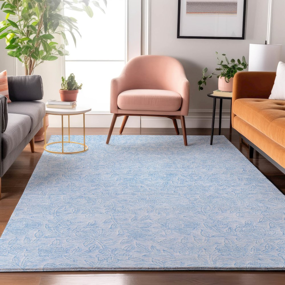 Premium Machine Washable Mayfield AMF782 Sky 10' x 14' Rug. Picture 5