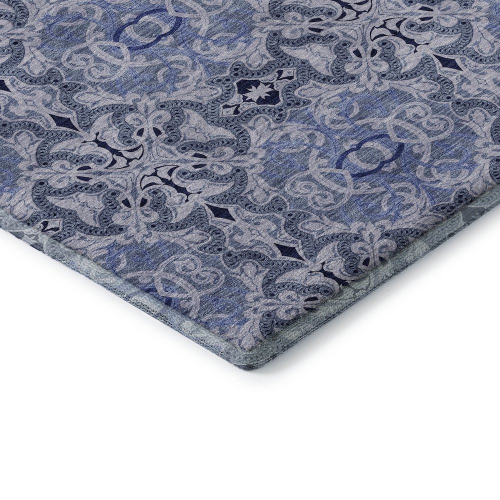Premium Machine Washable Mayfield AMF783 Blue 8' x 8' Round Rug. Picture 3