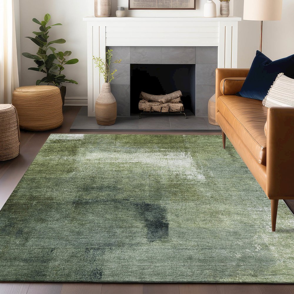Premium Machine Washable Mayfield AMF787 Green 10' x 14' Rug. Picture 6