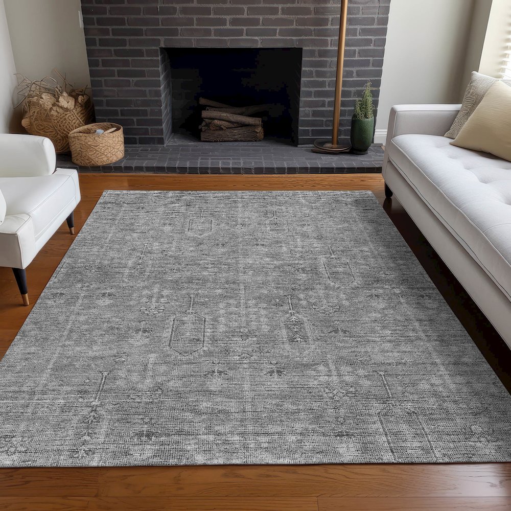 Premium Machine Washable Mayfield AMF790 Gray 10' x 14' Rug. Picture 5
