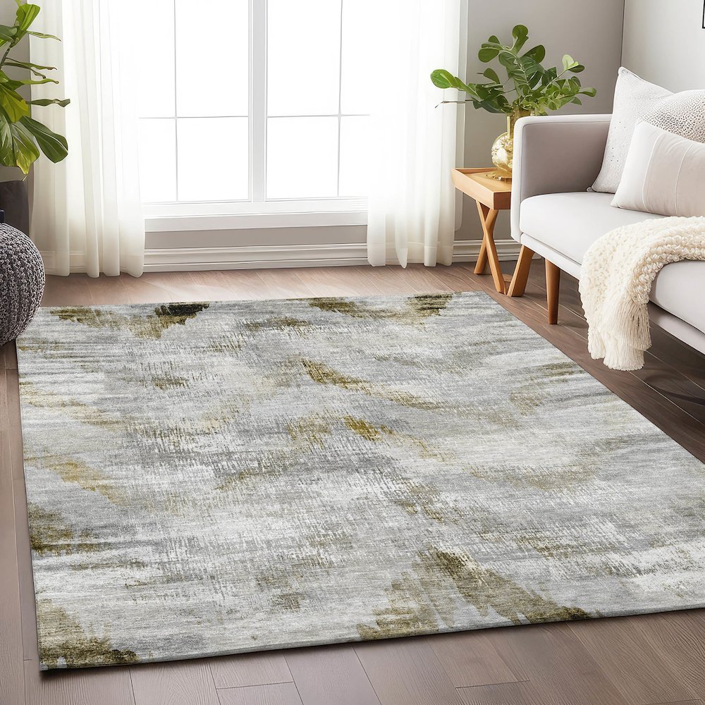 Premium Machine Washable Mayfield AMF791 Taupe 10' x 14' Rug. Picture 6