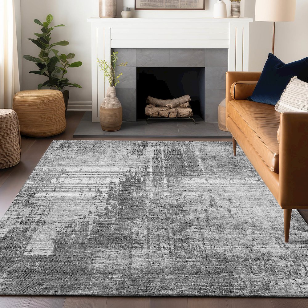 Premium Machine Washable Mayfield AMF796 Gray 10' x 14' Rug. Picture 6