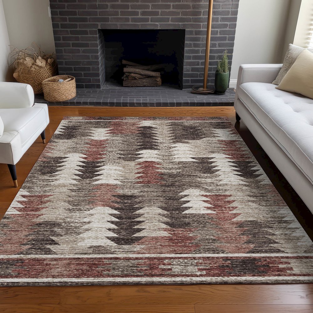 Premium Machine Washable Mayfield AMF798 Chocolate 10' x 14' Rug. Picture 5