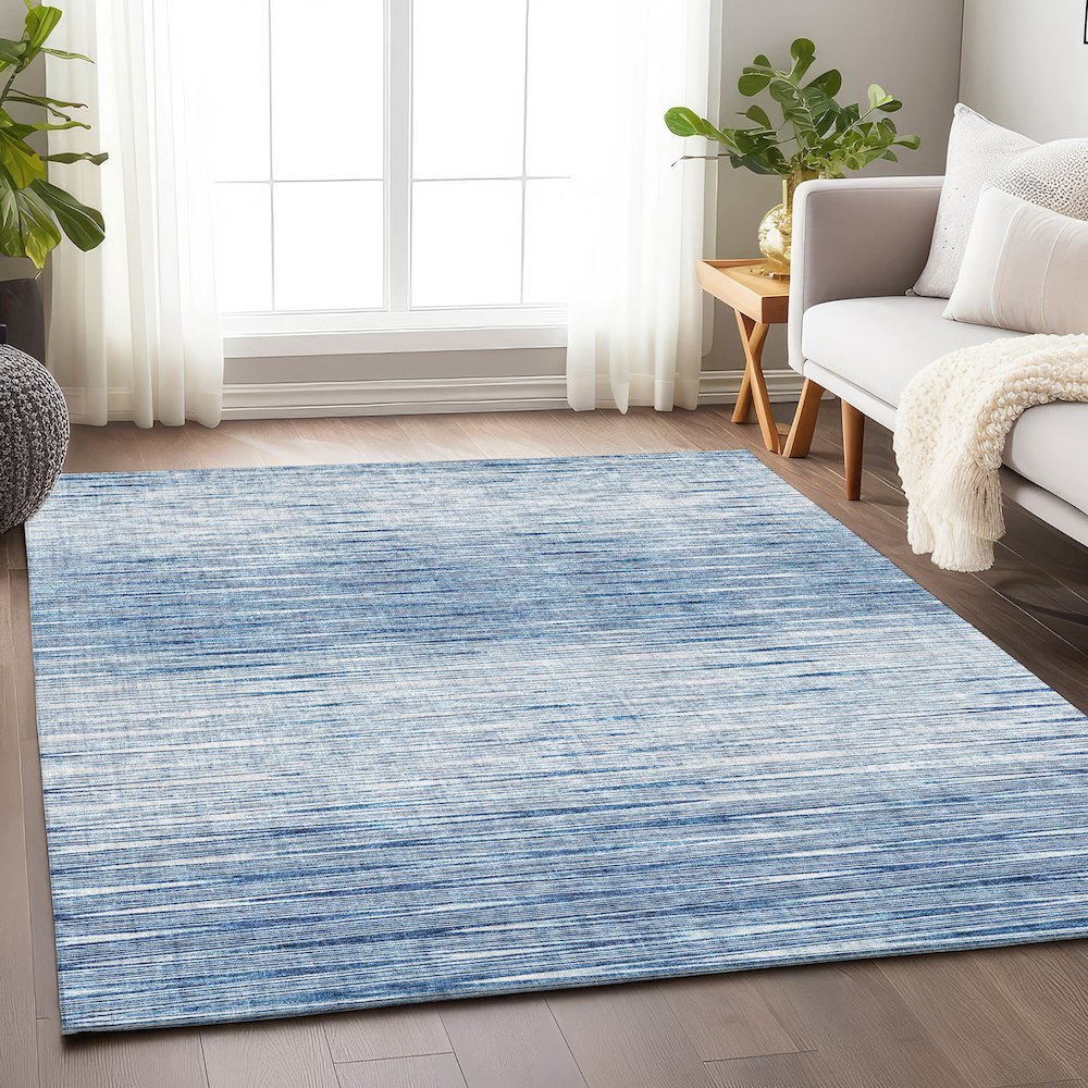 Premium Machine Washable Mayfield AMF800 Blue 10' x 14' Rug. Picture 6