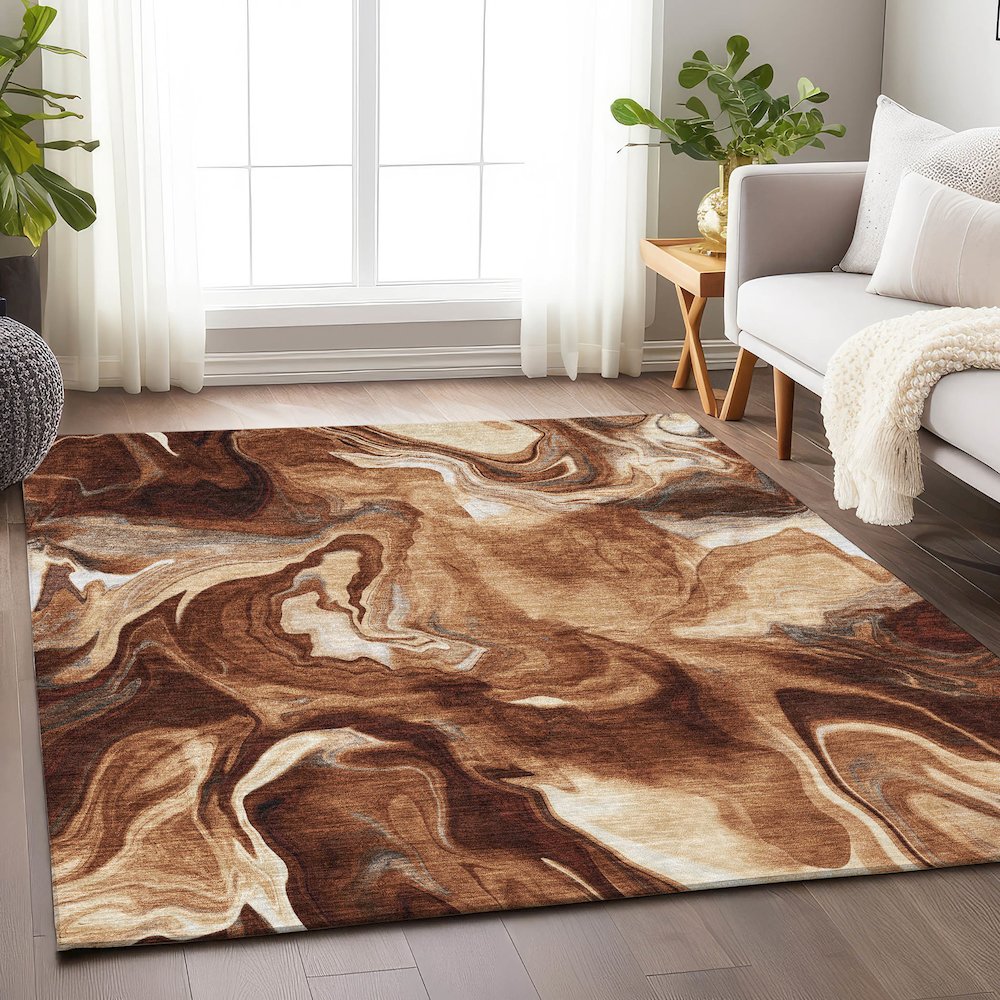 Premium Machine Washable Mayfield AMF802 Paprika 10' x 14' Rug. Picture 6