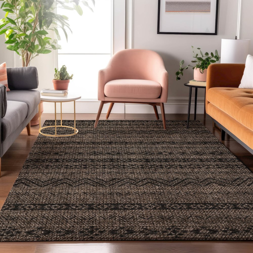 Premium Machine Washable Mayfield AMF803 Chocolate 10' x 14' Rug. Picture 5