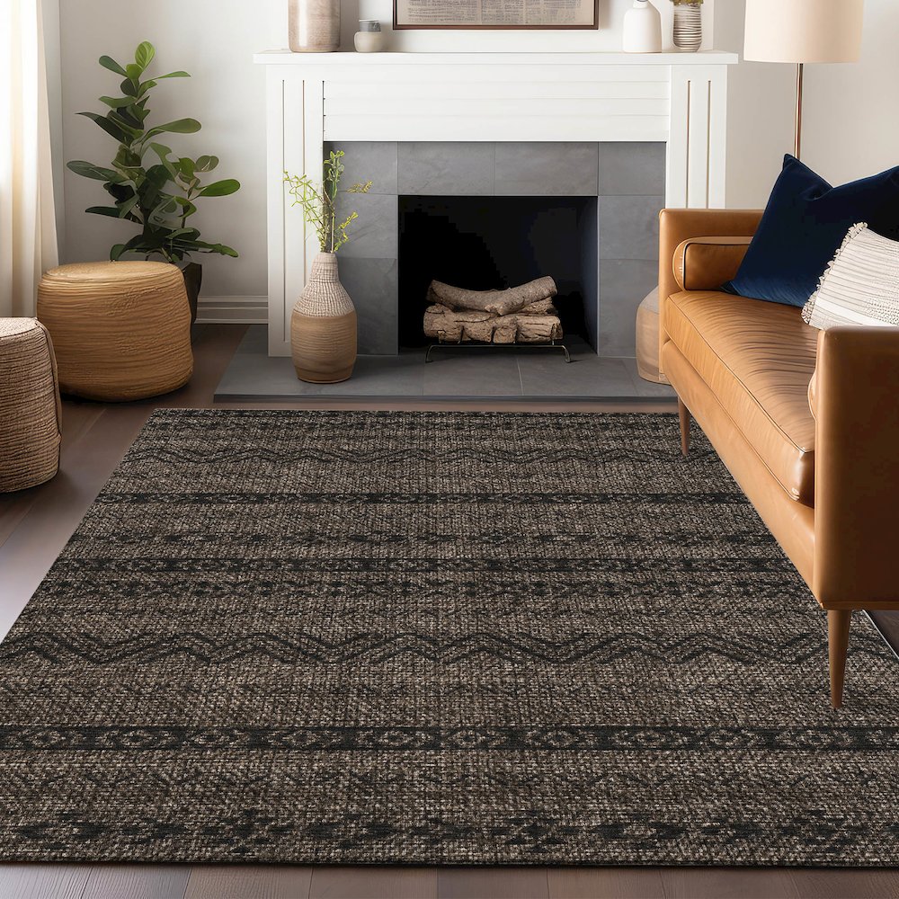 Premium Machine Washable Mayfield AMF803 Chocolate 10' x 14' Rug. Picture 6