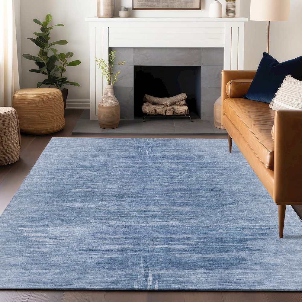 Premium Machine Washable Mayfield AMF806 Blue 10' x 14' Rug. Picture 6