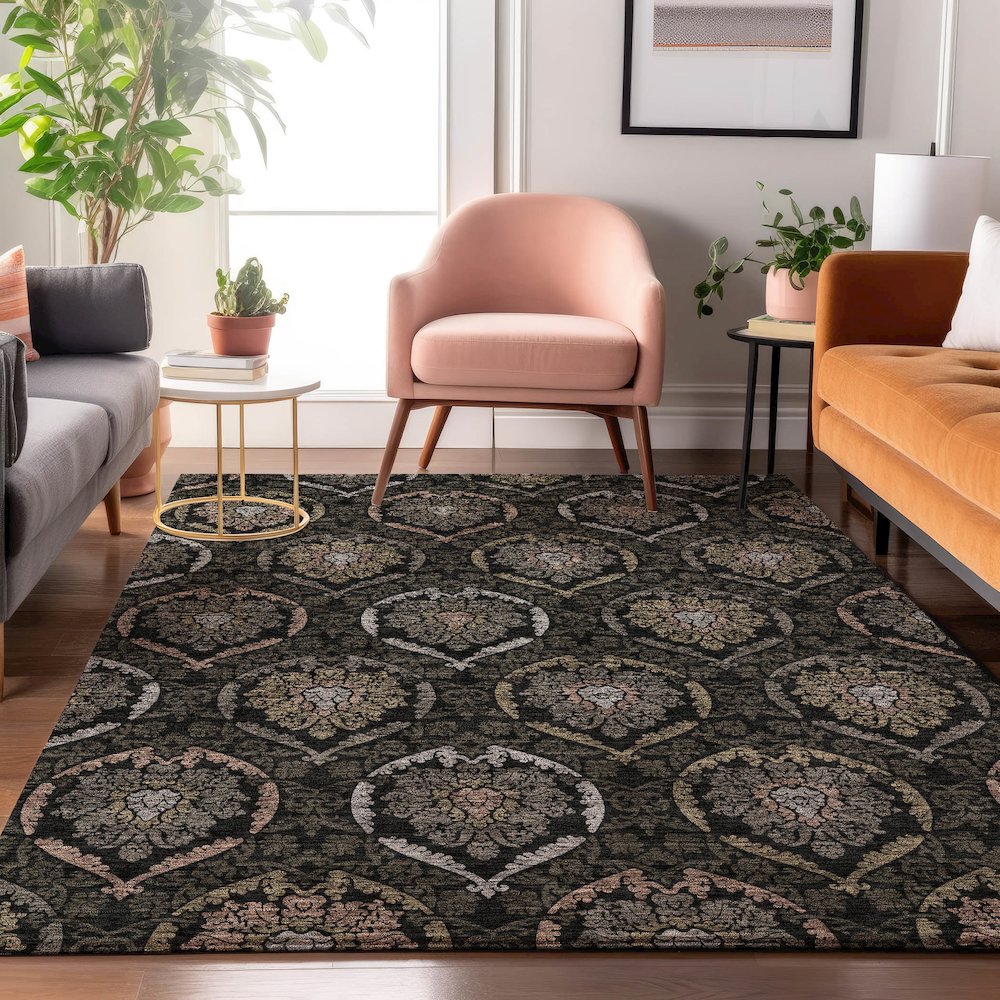 Premium Machine Washable Mayfield AMF809 Black 10' x 14' Rug. Picture 5