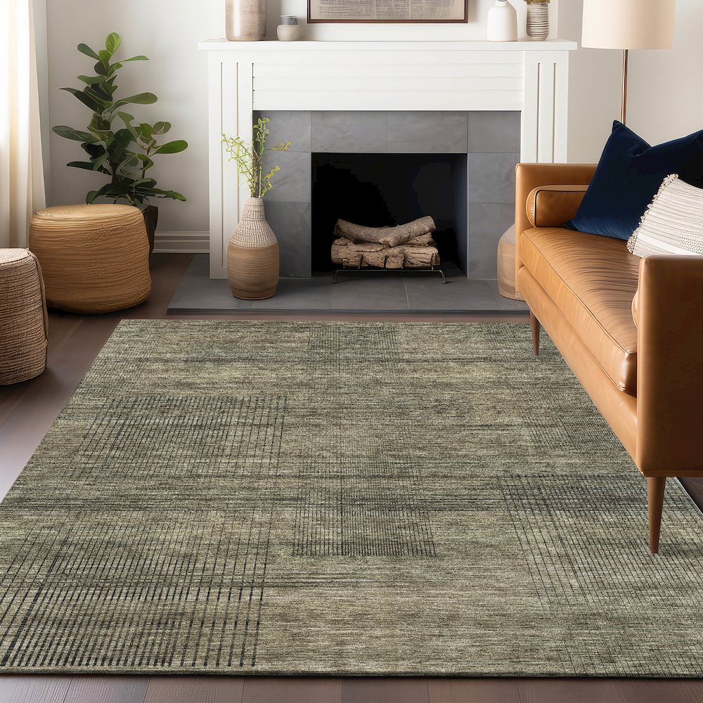 Premium Machine Washable Mayfield AMF820 Brown 10' x 14' Rug. Picture 6