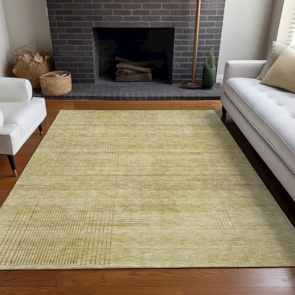Premium Machine Washable Mayfield AMF820 Gold 10' x 14' Rug. Picture 5