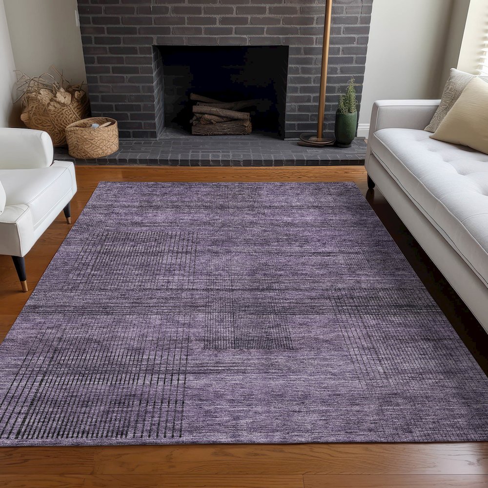 Premium Machine Washable Mayfield AMF820 Plum 10' x 14' Rug. Picture 5
