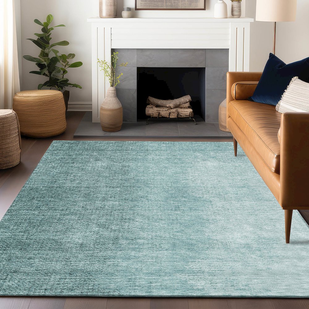 Premium Machine Washable Mayfield AMF822 Teal 10' x 14' Rug. Picture 6