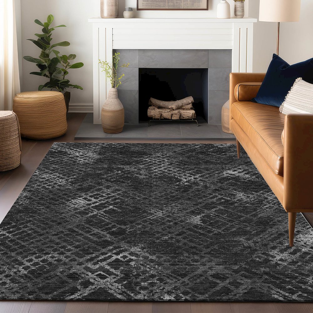 Premium Machine Washable Mayfield AMF825 Charcoal 10' x 14' Rug. Picture 6