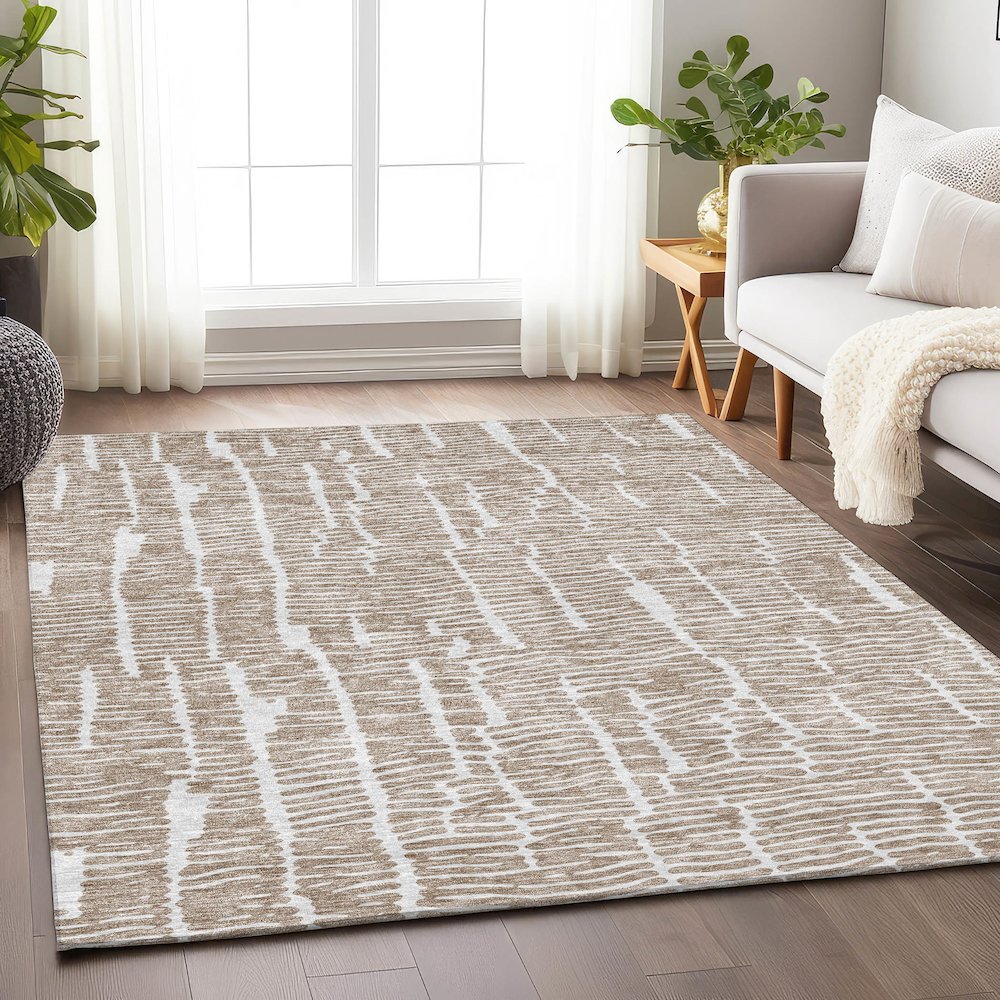 Premium Machine Washable Mayfield AMF830 Brown 10' x 14' Rug. Picture 6