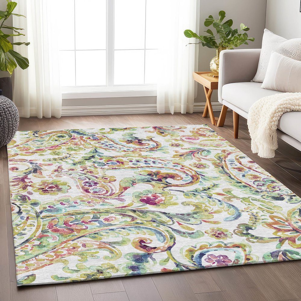 Premium Machine Washable Mayfield AMF834 Ivory 10' x 14' Rug. Picture 6