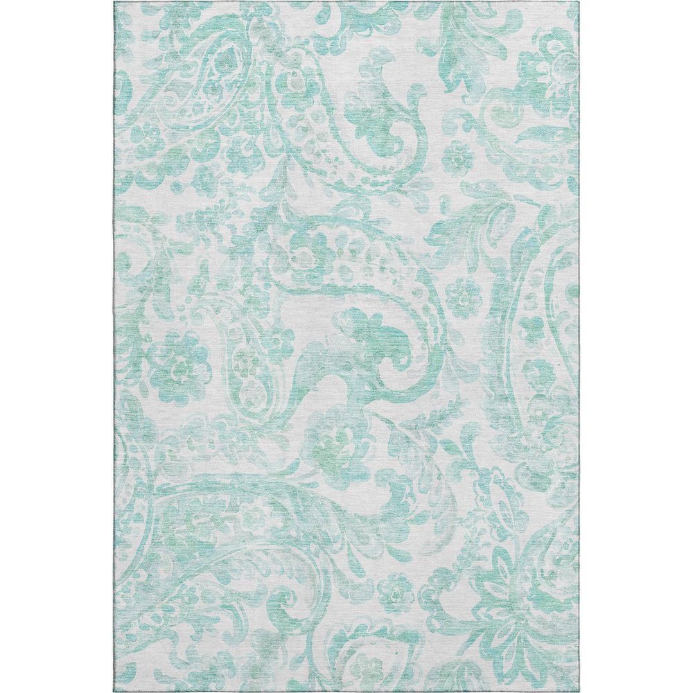 Premium Machine Washable Mayfield AMF835 Turquoise 10' x 14' Rug. Picture 1