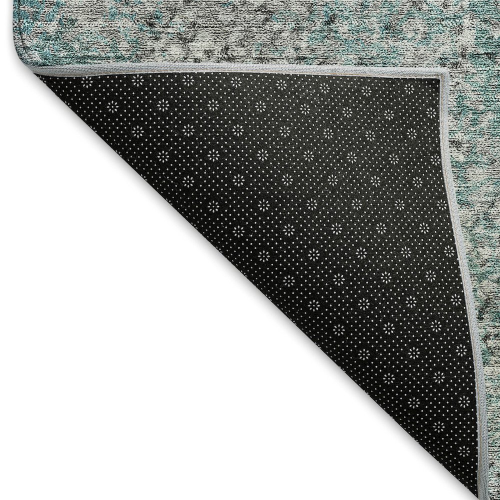 Premium Machine Washable Mayfield AMF840 Teal 8' x 8' Round Rug. Picture 2