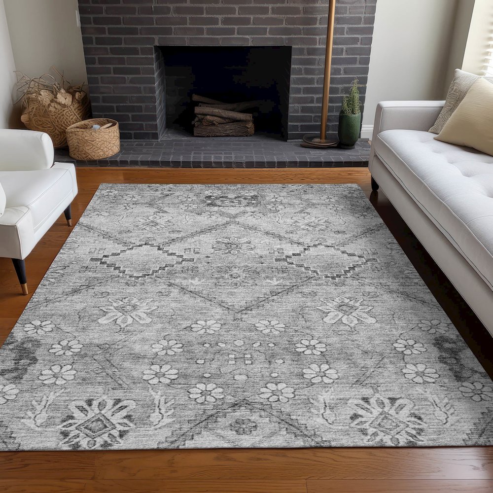 Premium Machine Washable Mayfield AMF841 Gray 10' x 14' Rug. Picture 5
