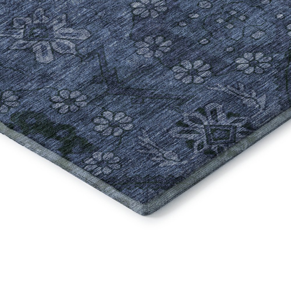 Premium Machine Washable Mayfield AMF842 Navy 8' x 8' Round Rug. Picture 3