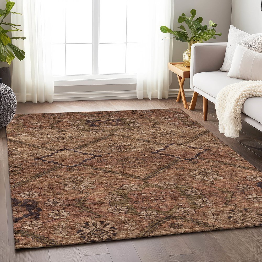 Premium Machine Washable Mayfield AMF842 Paprika 10' x 14' Rug. Picture 6