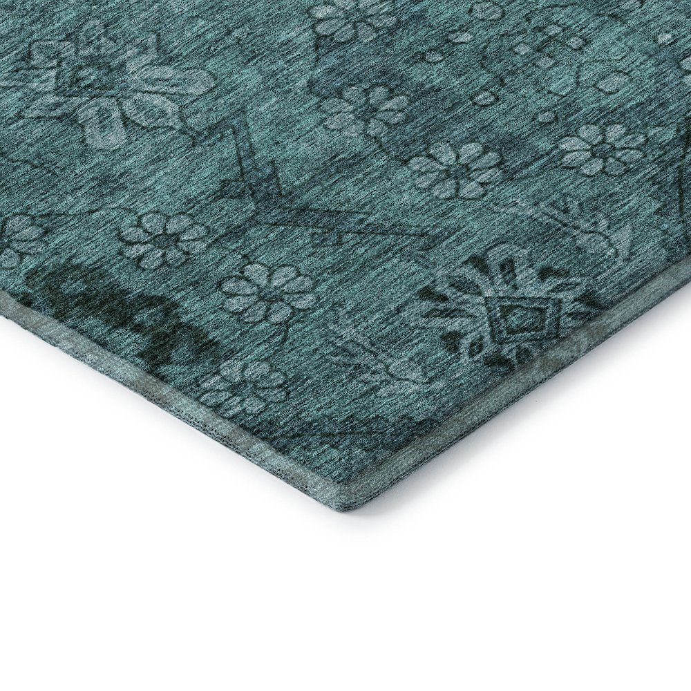 Premium Machine Washable Mayfield AMF842 Teal 8' x 8' Round Rug. Picture 3