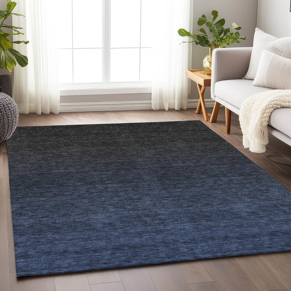 Premium Machine Washable Mayfield AMF844 Navy 10' x 14' Rug. Picture 6
