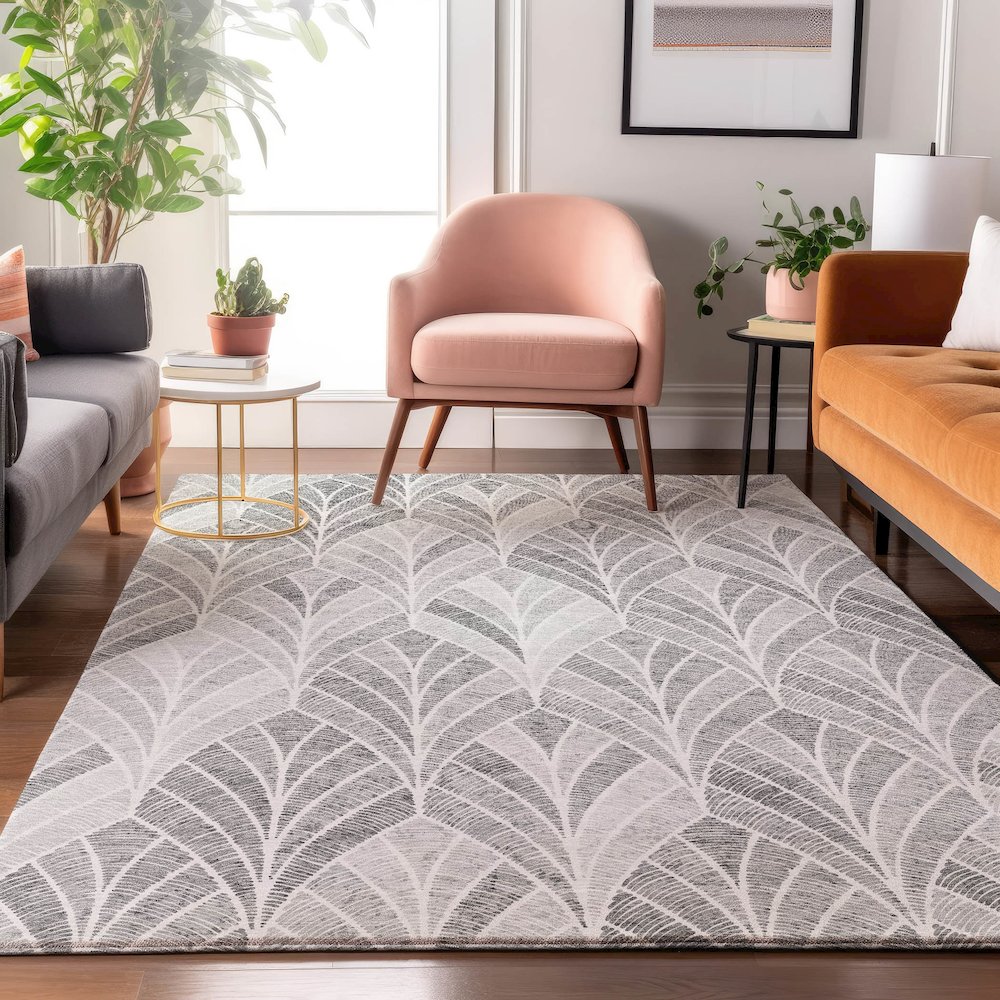 Premium Machine Washable Mayfield AMF851 Gray 10' x 14' Rug. Picture 5