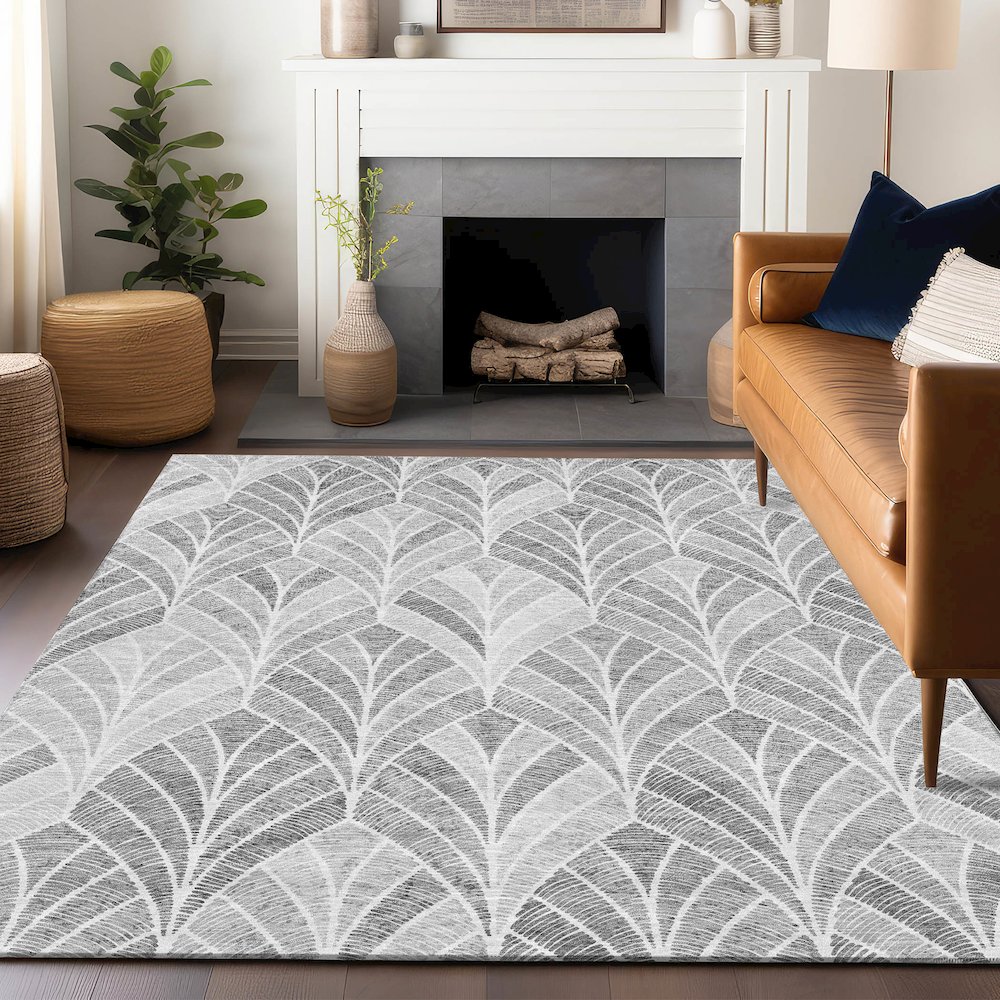 Premium Machine Washable Mayfield AMF851 Gray 10' x 14' Rug. Picture 6