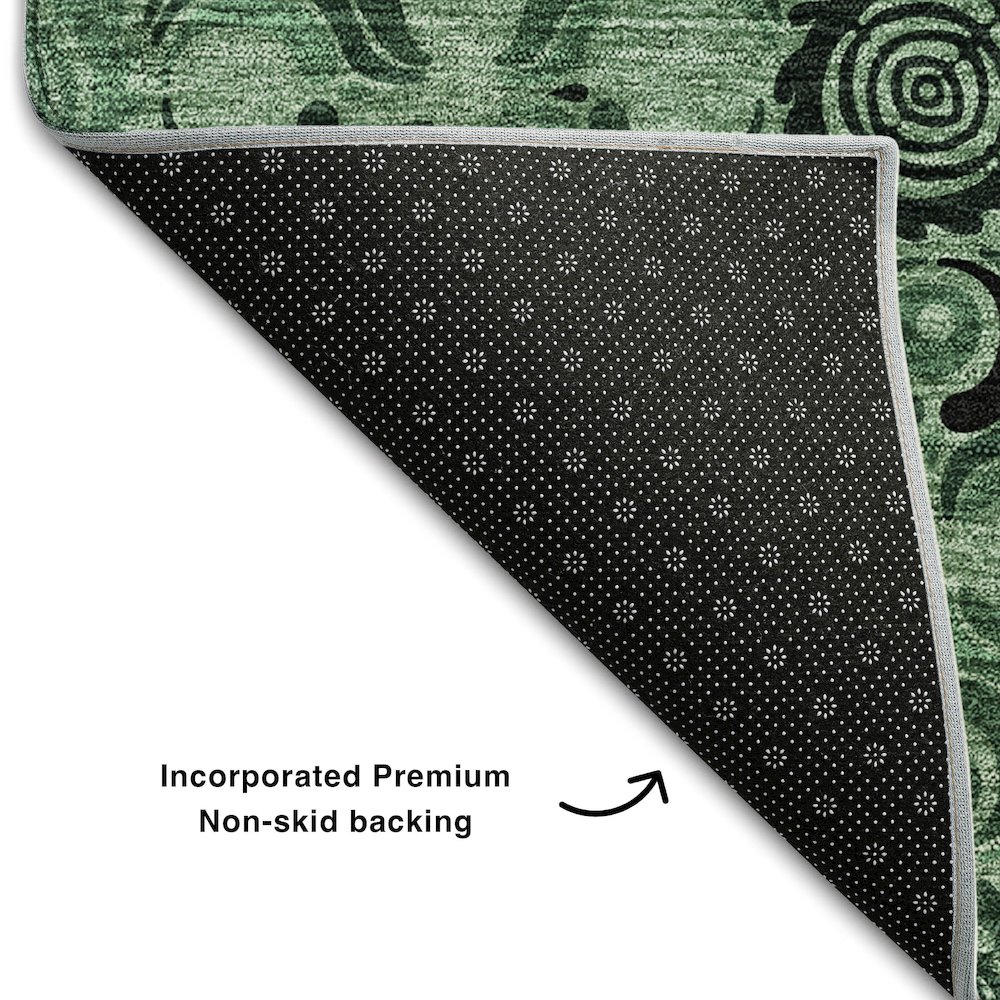 Premium Machine Washable Mayfield AMF853 Green 8' x 8' Round Rug. Picture 2