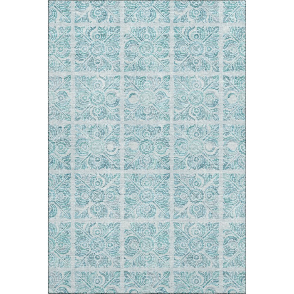 Premium Machine Washable Mayfield AMF854 Turquoise 10' x 14' Rug. Picture 1