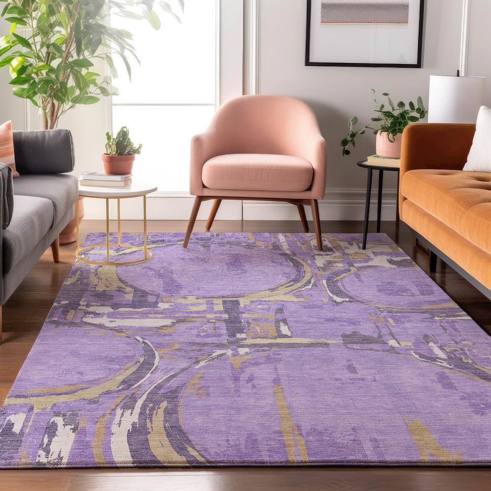 Premium Machine Washable Mayfield AMF855 Lavender 10' x 14' Rug. Picture 5
