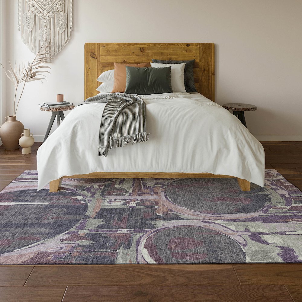 Premium Machine Washable Mayfield AMF855 Purple 10' x 14' Rug. Picture 6