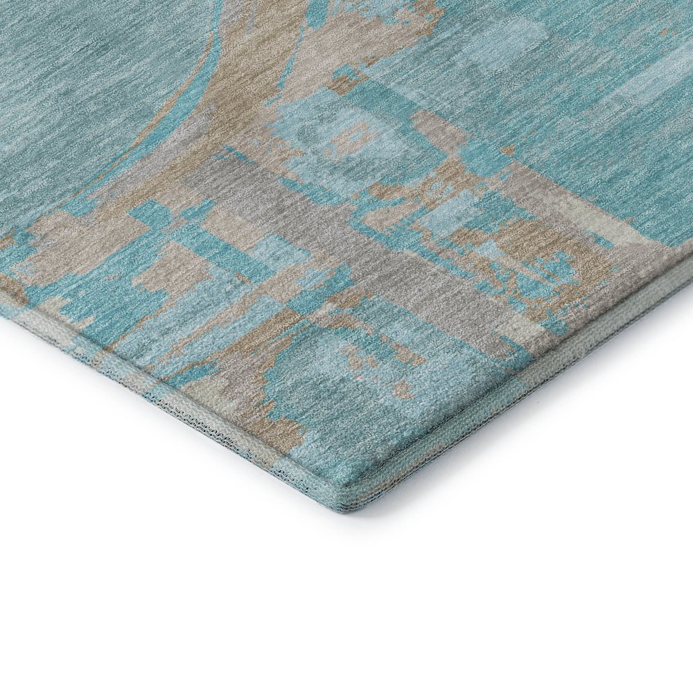 Premium Machine Washable Mayfield AMF855 Teal 8' x 8' Round Rug. Picture 3