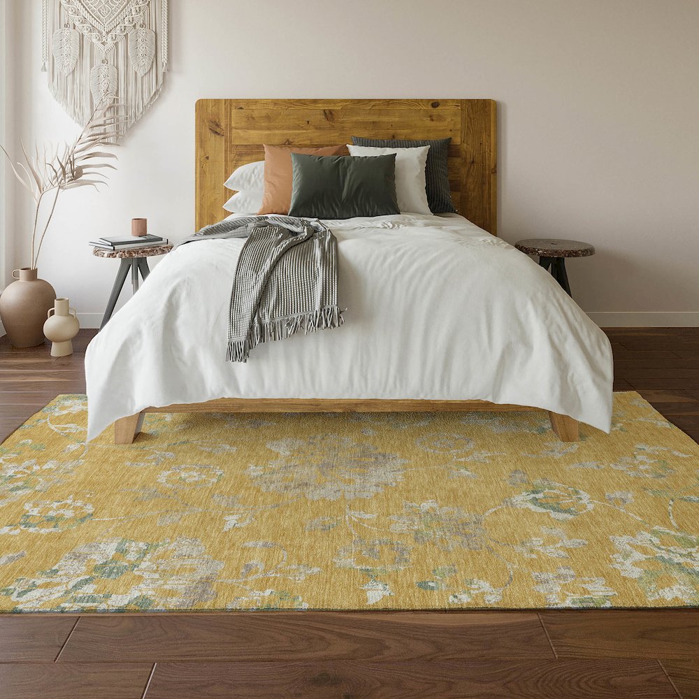 Premium Machine Washable Mayfield AMF856 Gold 10' x 14' Rug. Picture 6