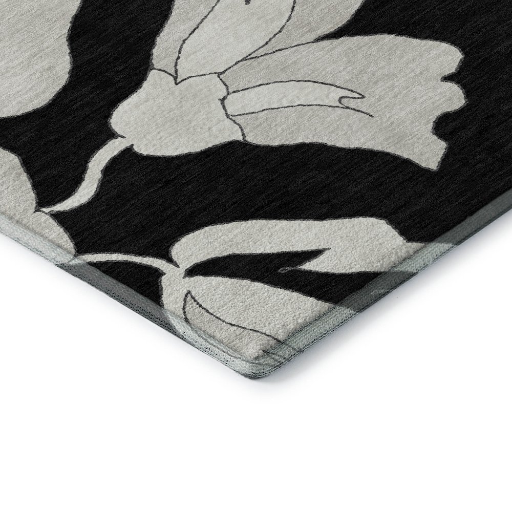 Premium Machine Washable Mayfield AMF857 Black 8' x 8' Round Rug. Picture 3