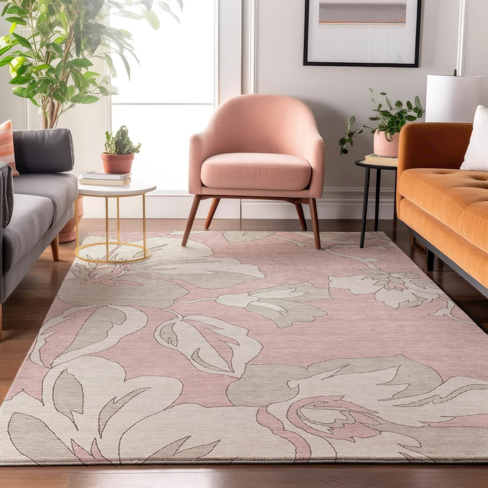 Premium Machine Washable Mayfield AMF857 Pink 10' x 14' Rug. Picture 5