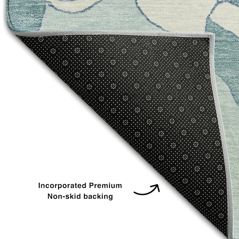 Premium Machine Washable Mayfield AMF857 Teal 8' x 8' Round Rug. Picture 2