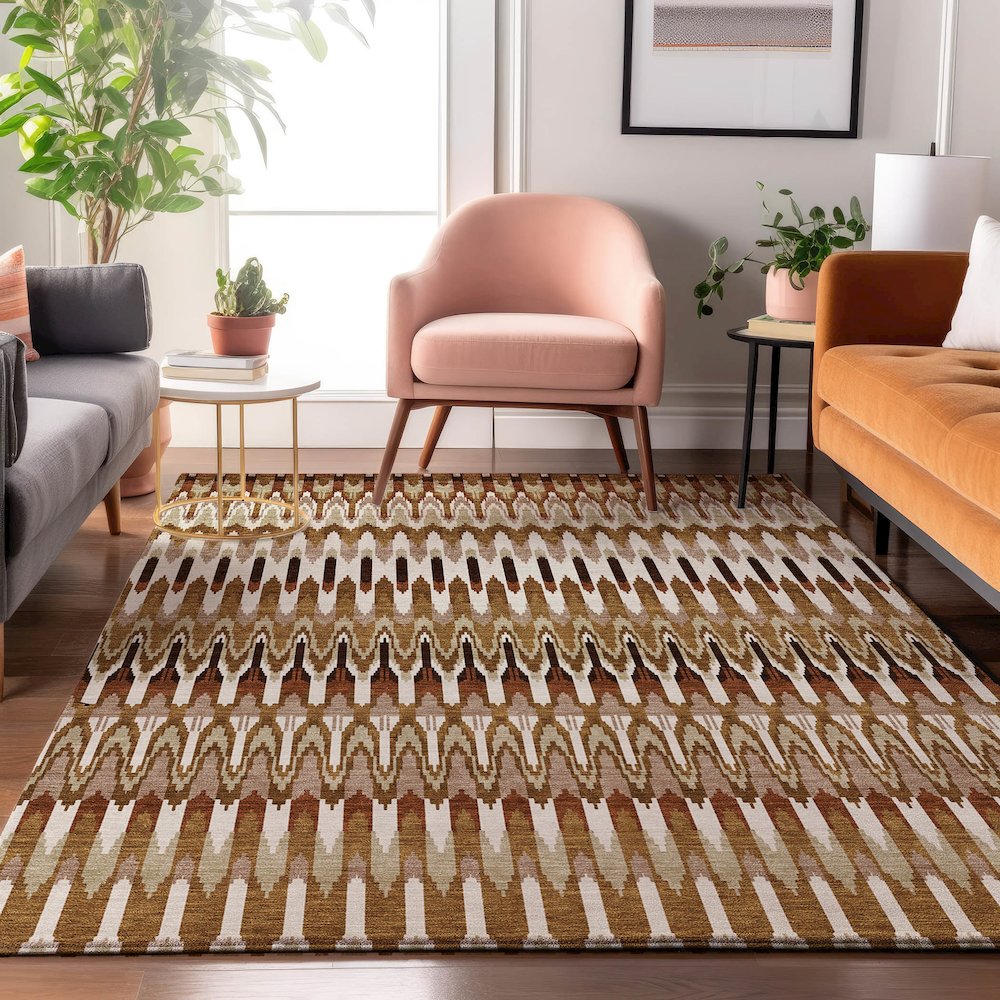 Premium Machine Washable Mayfield AMF860 Terracotta 10' x 14' Rug. Picture 5