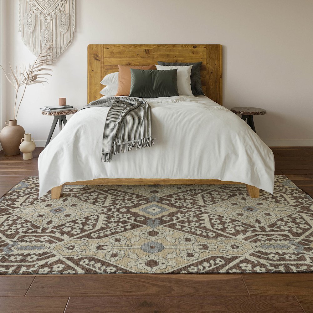 Premium Machine Washable Mayfield AMF863 Chocolate 10' x 14' Rug. Picture 6