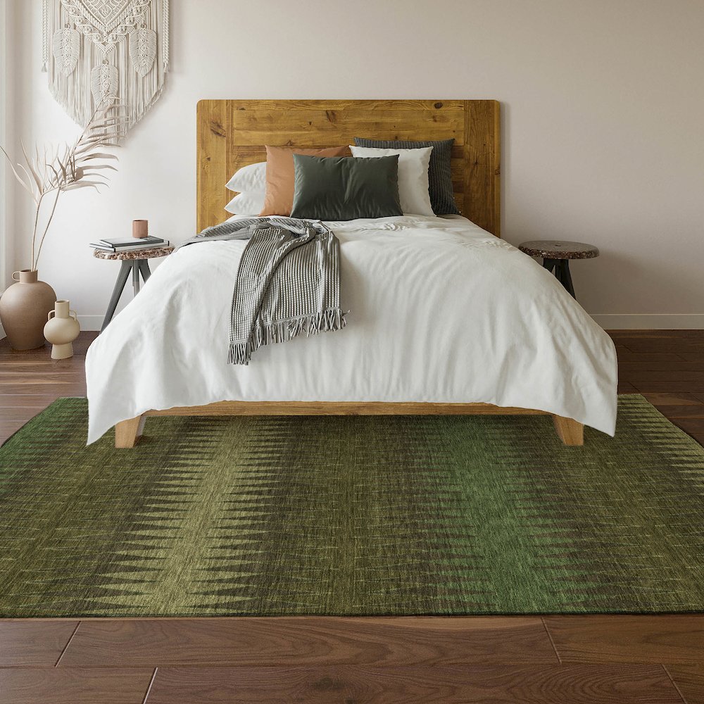Premium Machine Washable Mayfield AMF867 Olive 10' x 14' Rug. Picture 6