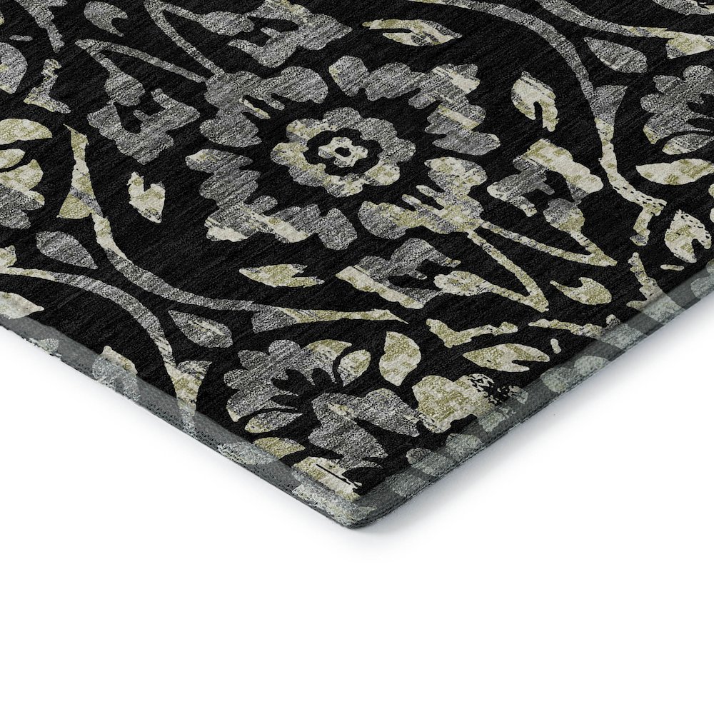 Premium Machine Washable Mayfield AMF868 Black 8' x 8' Round Rug. Picture 3