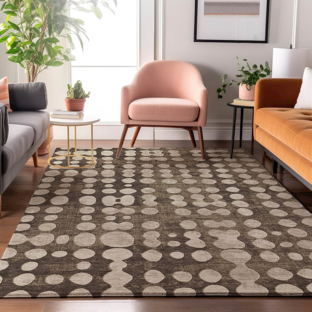 Premium Machine Washable Mayfield AMF869 Brown 10' x 14' Rug. Picture 5